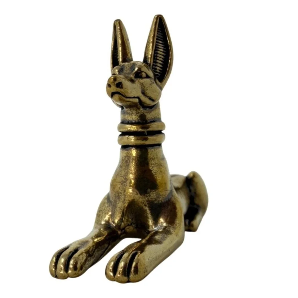 Brass Anubis Figurine Egyptian Jackal God Statue Ancient Egypt Altar Decor